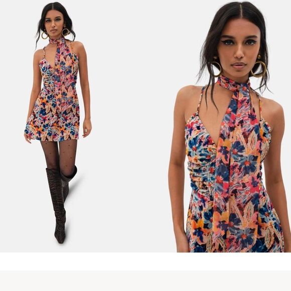 🍋 FOR LOVE & LEMONS 🍋BROOKLYN MINI DRESS - MULTI L NWT $231 - Picture 1 of 5